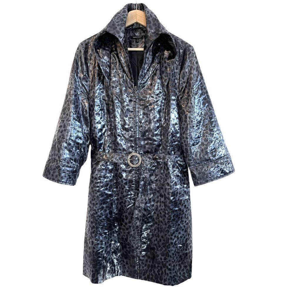 Samuel Dong Metallic Animal Print Long Line Coat